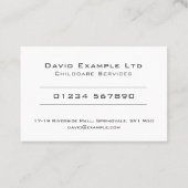 Eenvoudige kinderopvang visitekaartje (Achterkant)