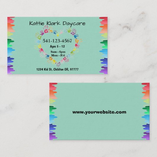 Eenvoudige kinderopvang Visitekaartjes (Voorkant / Achterkant)