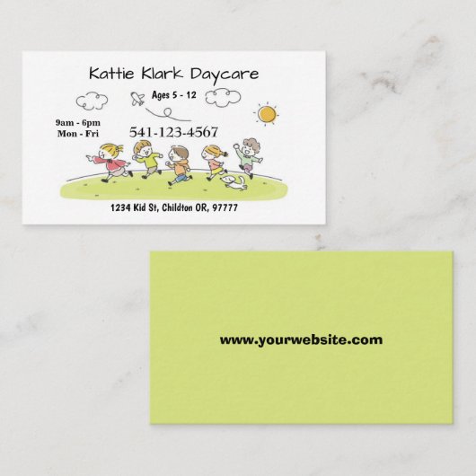 Eenvoudige kinderopvang Visitekaartjes (Voorkant / Achterkant)