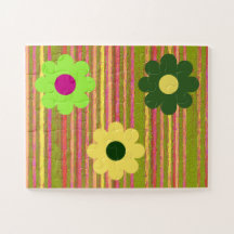 Eenvoudige Kinderpuzzel Strepen Bloemen