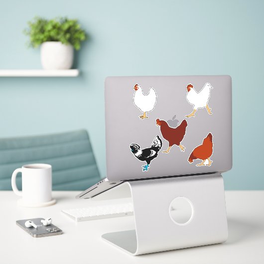 Eenvoudige kip silhouetten Stickers (Laptop op bureau)