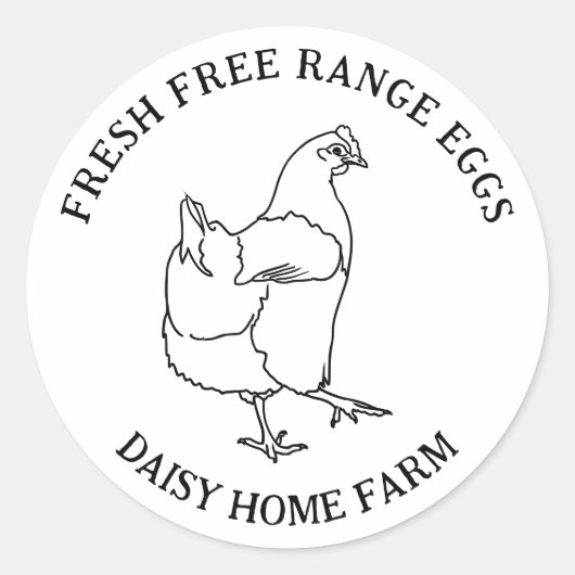 Eenvoudige kip vrije uitloop eieren doos ronde sticker (Voorkant)