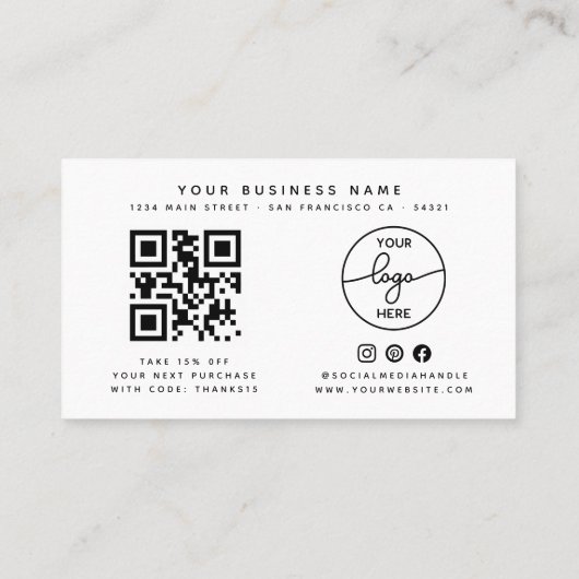 Eenvoudige klant Bedankt Retro Script QR-code Visitekaartje (Achterkant)