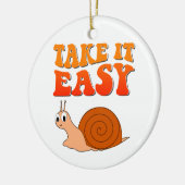 Eenvoudige klare Cartoon slak roovy tekst Keramisch Ornament (Links)