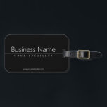 Eenvoudige klasklare witte tekst op zwart bagagelabel<br><div class="desc">Moderne,  minimale en klastige.</div>