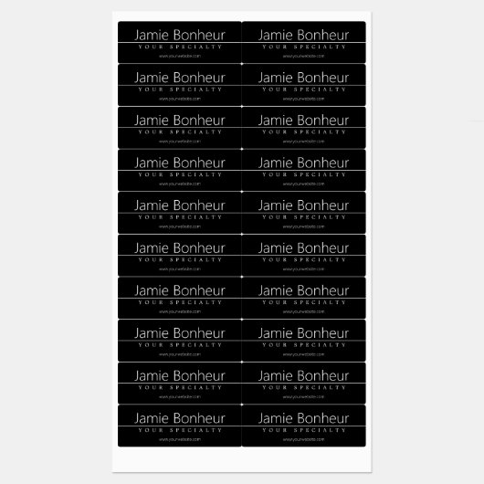 Eenvoudige klasklare witte tekst op zwart labels (Vel)