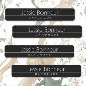 Eenvoudige klasklare witte tekst op zwart labels