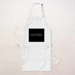 Eenvoudige klasklare witte tekst op zwart lang schort<br><div class="desc">Moderne,  minimale en klastige.</div>