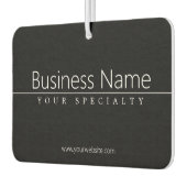 Eenvoudige klasklare witte tekst op zwart luchtverfrisser (Links)