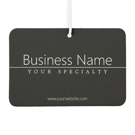 Eenvoudige klasklare witte tekst op zwart luchtverfrisser (Voorkant)