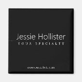 Eenvoudige klasklare witte tekst op zwart magneet (Voorkant)