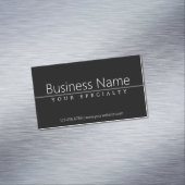 Eenvoudige klasklare witte tekst op zwart magnetisch visitekaartje (Voorbeeld)