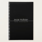 Eenvoudige klasklare witte tekst op zwart planner (Voorkant)