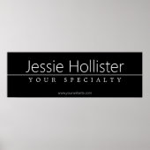 Eenvoudige klasklare witte tekst op zwart poster (Voorkant)