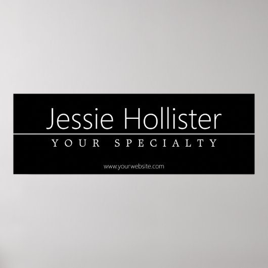 Eenvoudige klasklare witte tekst op zwart poster (Voorkant)