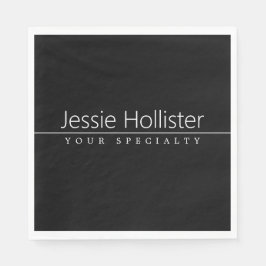 Eenvoudige klasklare witte tekst op zwart servet