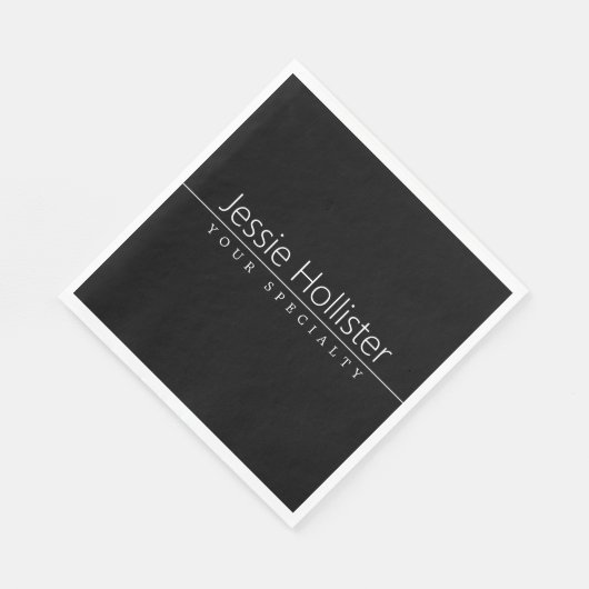 Eenvoudige klasklare witte tekst op zwart servet (Hoek)