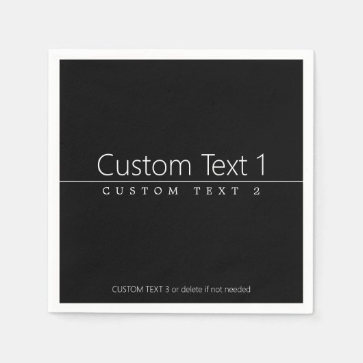 Eenvoudige klasklare witte tekst op zwart servet (Voorkant)