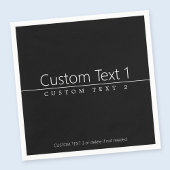 Eenvoudige klasklare witte tekst op zwart servet