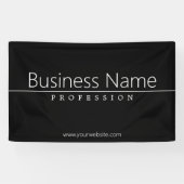 Eenvoudige klasklare witte tekst op zwart spandoek (Horizontaal)