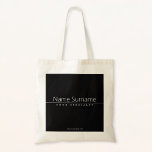 Eenvoudige klasklare witte tekst op zwart tote bag<br><div class="desc">Moderne,  minimale en klastige.</div>