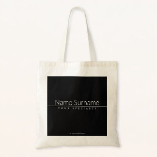 Eenvoudige klasklare witte tekst op zwart tote bag