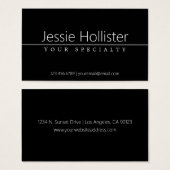 Eenvoudige klasklare witte tekst op zwart visitekaartje (Voorkant /achterkant)