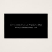 Eenvoudige klasklare witte tekst op zwart visitekaartje (Achterkant)