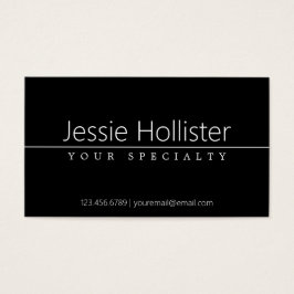 Eenvoudige klasklare witte tekst op zwart visitekaartje