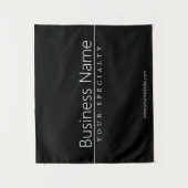 Eenvoudige klasklare witte tekst op zwart wandkleed (Voorkant)