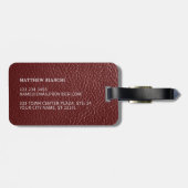 Eenvoudige Klasse Donker Marroenen Rood Leer Uiter Bagagelabel (Achterkant horizontaal)