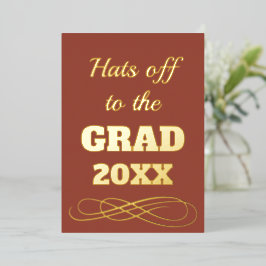 Eenvoudige Klasse Terracotta Hats Off to the Grad  Folie Uitnodiging
