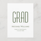 Eenvoudige Klasse van 2024 Afstuderen Groen Wit Aankondigingskaart (Voorkant)