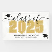 Eenvoudige klasse van 2025 Gold Graduation Party Spandoek (Horizontaal)