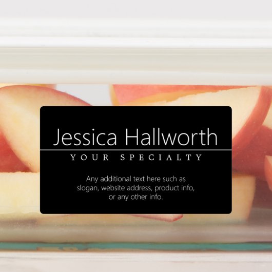 Eenvoudige Klasse Witte Tekst op Waterdichte Zwart Labels (Aangebracht)