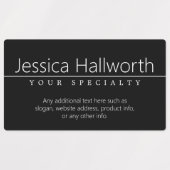 Eenvoudige Klasse Witte Tekst op Waterdichte Zwart Labels (Design 1)