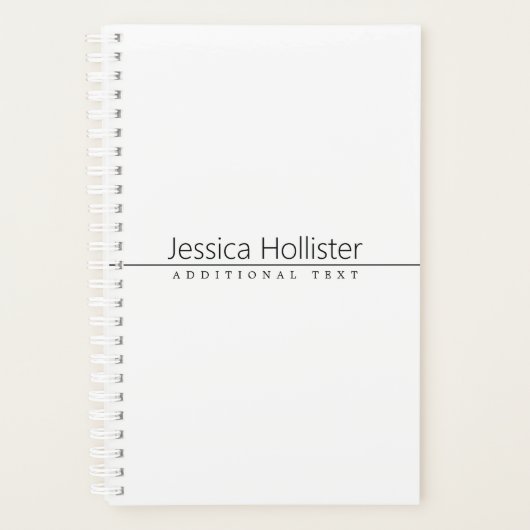 Eenvoudige Klasse Zwarte Tekst op Wit Planner (Voorkant)