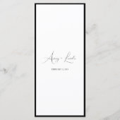 Eenvoudige Klasse Zwarte & Witte Rand Script Trouw Menu (Achterkant)