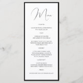 Eenvoudige Klasse Zwarte & Witte Rand Script Trouw Menu (Voorkant)