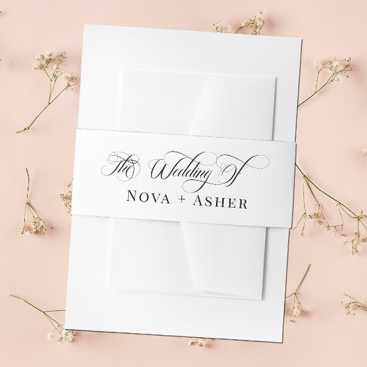 Eenvoudige klassevolle elegante moderne klassieke  uitnodigingen wikkel