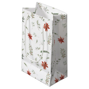 Eenvoudige Klassic Poinsettia Berry Greenery Kerst Klein Cadeauzakje