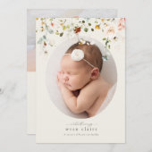 Eenvoudige klassieke aankondiging van geboorte van (Voorkant / Achterkant)