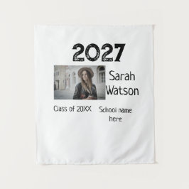 eenvoudige klassieke afstudeerfoto met klasjaar sc wandkleed