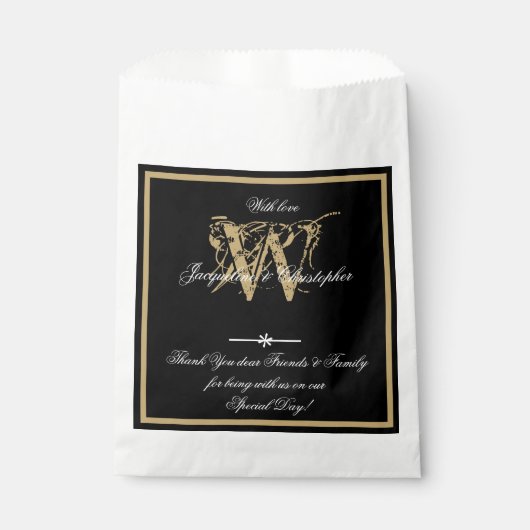 Eenvoudige klassieke B & W-monogram + namen Modern Bedankzakje (Voorkant)