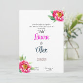 Eenvoudige klassieke bloemenbruiloft uitnodiging (Staand voorkant)