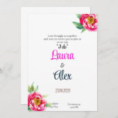 Eenvoudige klassieke bloemenbruiloft uitnodiging (Voorkant / Achterkant)