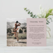 Eenvoudige Klassieke Boho Beige 2 Foto Huwelijk Bedankkaart (Staand voorkant)