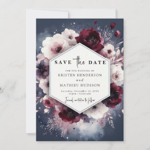 Eenvoudige klassieke Bourgondische bruiloft Save The Date