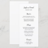 Eenvoudige klassieke bruiloft menu (Voorkant / Achterkant)