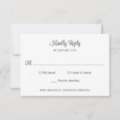 Eenvoudige klassieke bruiloft RSVP kaartje (Voorkant)